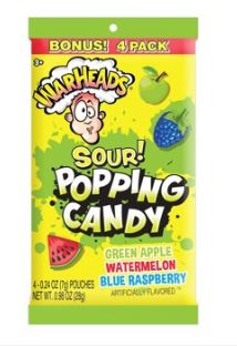 (S1 - 03) Box - China - Warheads 4Pk. Popping Candy - Peg Bag 0.98oz(28g) x 12 Units - SugarMarket.ca