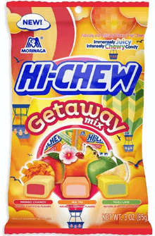 (S1 - 03) Box - Hi - Chew GETAWAY MIX BAG (MNGO CHMY MAI TAI YUZU LI) - 3oz (85g) x 6 Units - SugarMarket.ca