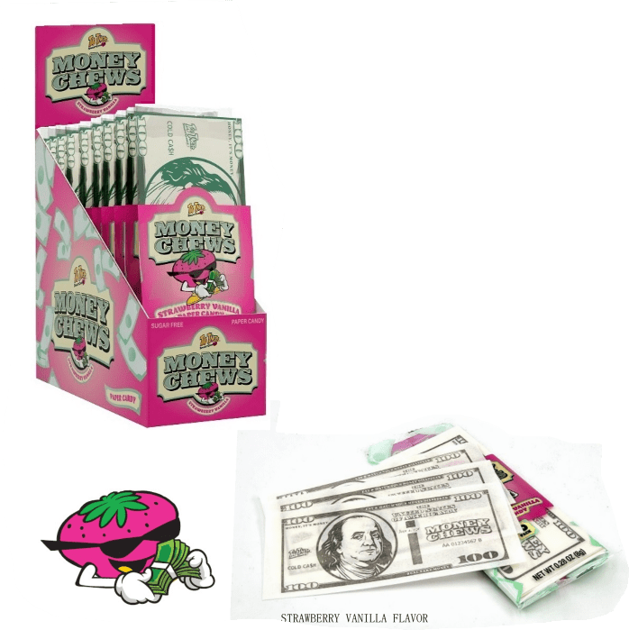 (S1 - 03) Box - NETHERLANDS - Too Tarts MONEY CHEWS - 100 DOLLAR PAPER CANDY (10 - PK) 0.28OZ (8G) X 24 UNITS - SugarMarket.ca
