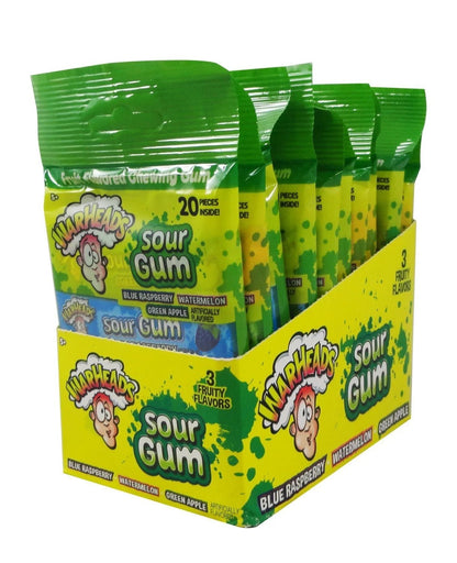 (S1 - 03) Box - US - Warheads Sour Gum 4 - PK Peg Bag x 10 Bags - SugarMarket.ca