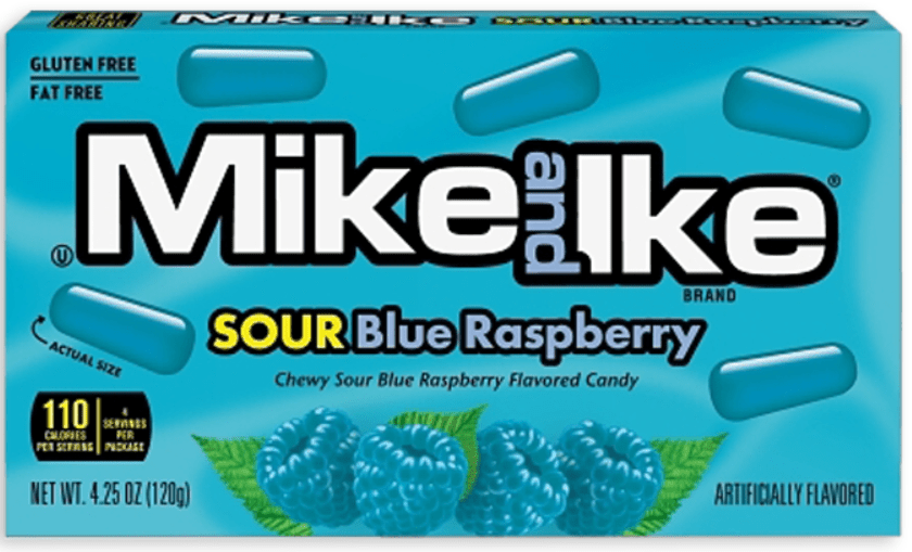 (S1 - 04) Box - Us - Theater Box Mike & Ike - Sour Blue Raspberry 4.25 oz (120g) x 12 Units - SugarMarket.ca