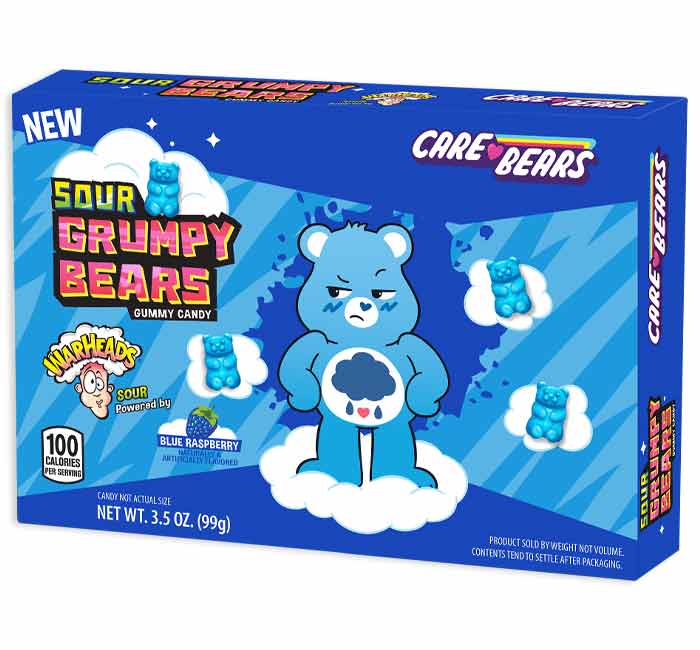 (S1 - 04) Box - US - THEATER BOX - Warheads SOUR GRUMPY BEARS 3.5oz (99g) x 12 Units - SugarMarket.ca