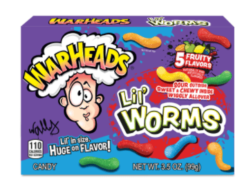 (S1 - 04) US - Theater Box - Warheads Lil Worms 3.5 oz (99g) x 1 unit - SugarMarket.ca
