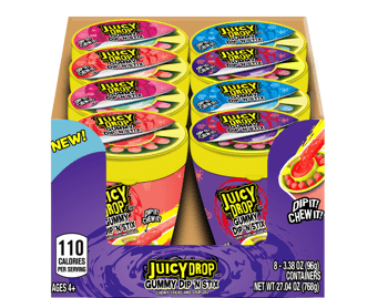 (S1 - 05) Box - CHINA - Topps - Juicy Drop Gummy Dip 'N Stick 3.4oz (96g) x 8 units - SugarMarket.ca