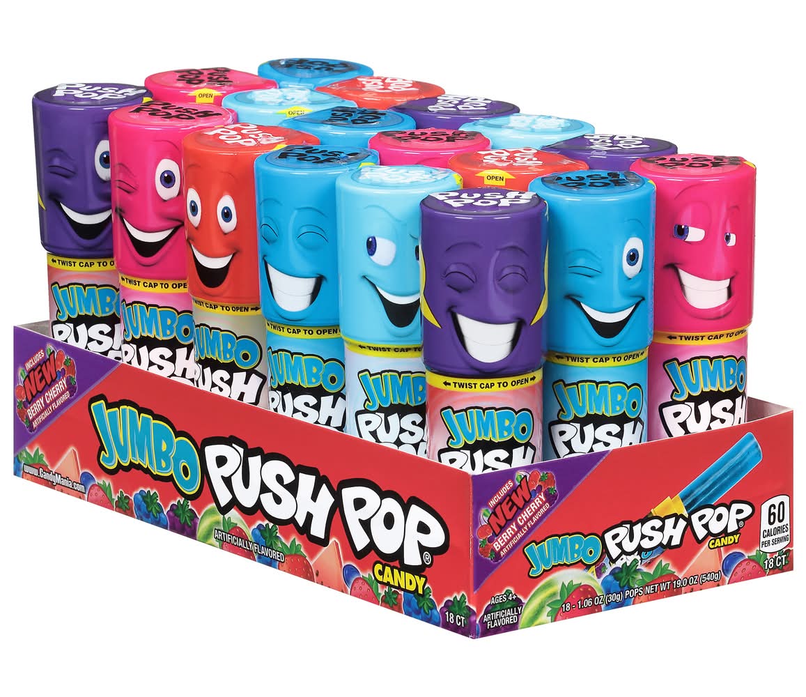 (S1 - 05) Box - TAIWAN - Topps - Push Pop Jumbo 1.6oz (30g) x 18 Units - SugarMarket.ca