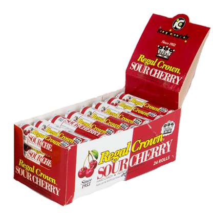 (S1 - 05) Box - UK - Iconic Regal Crown Rolls - Sour Cherry 1.01oz (29g) x 24 units - SugarMarket.ca