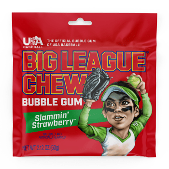 (S1 - 05) Box - US - Big League Chew Strawberry 2.12oz(60g) x 12 Units - SugarMarket.ca