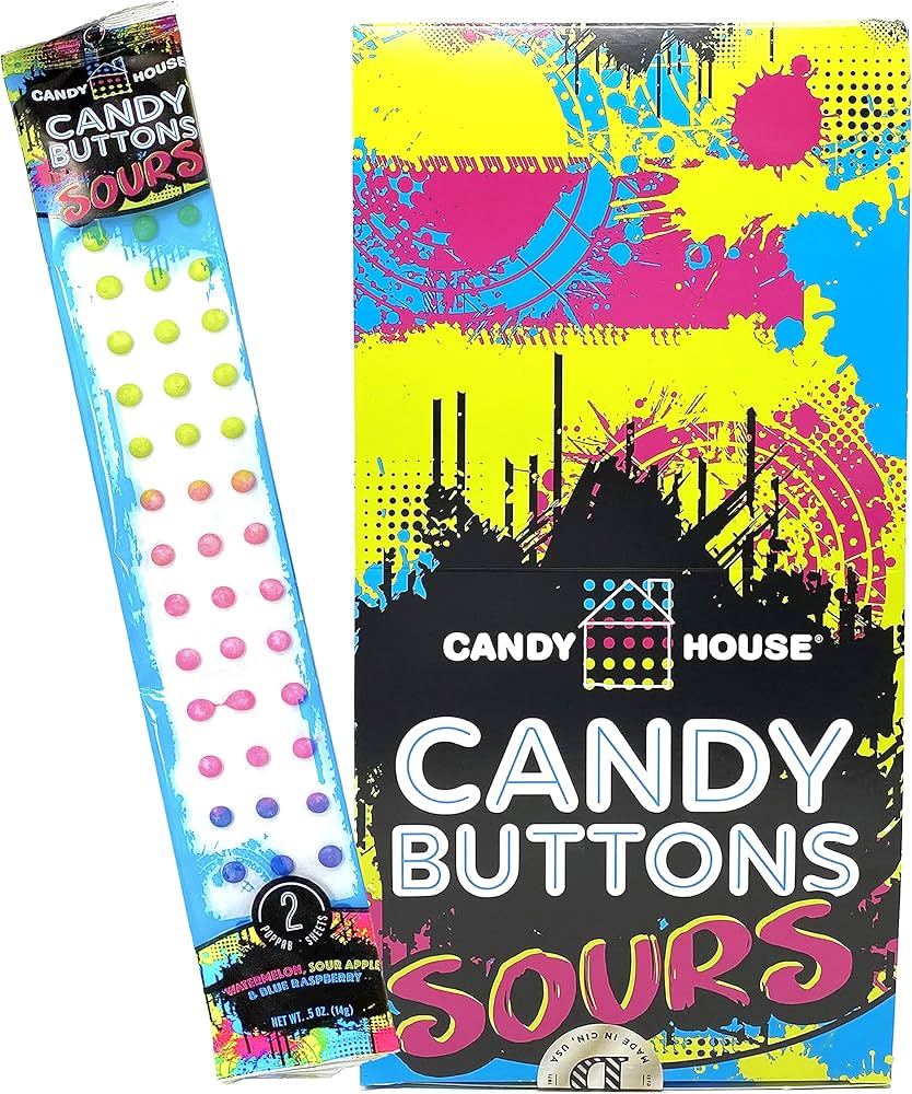 (S1 - 05) Box - US - Doscher Candy House Candy Buttons - Sour - Standard Size 0.5oz (14g) x 24 units - SugarMarket.ca