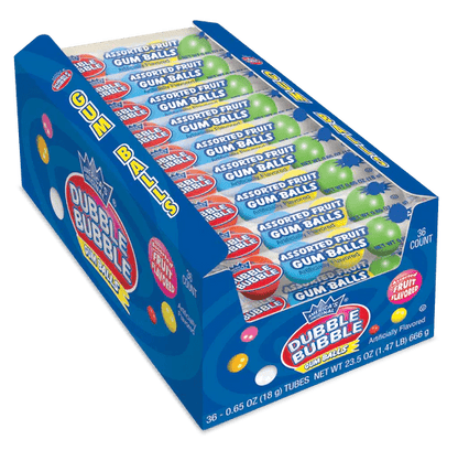 (S1 - 06) Box - CANADA - Dubble Bubble Assorted Candy 4 - Ball Tube X 36 Units - SugarMarket.ca