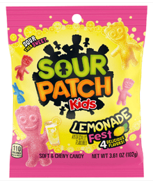 (S1 - 06) Box - Canada - Sour Patch Kids - Lemonade Peg Bag 3.61oz (102g) x 12 units - SugarMarket.ca