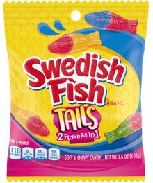 (S1 - 06) Box - Canada - Swedish Fish Big Tails Peg Bag - 3.6oz (102g) x 12 Units - SugarMarket.ca
