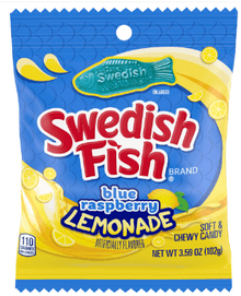 (S1 - 06) Box - CANADA - Swedish Fish - Blue Raspberry Lemon Peg Bag - 3.59oz (102g) x 12 units - SugarMarket.ca