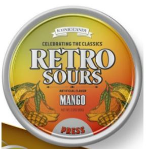 (S1 - 06) Box - CHINA - Iconic Retro Sours Mango Tin - 2.12oz (60g) x 8 Units - SugarMarket.ca