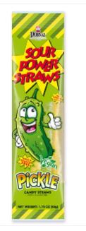 (S1 - 06) Box - Dorval Sour Power Straws - Pickle (Limited Edition) 1.75oz (50g) x 24 Units - SugarMarket.ca