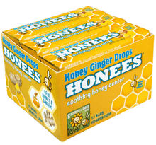 (S1 - 06) Box - ITALY - Honees Sticks - Honey Ginger Liquid Cough Drops STICKS 1.6oz(45g) x 12 units - SugarMarket.ca