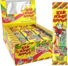 (S1 - 06) Box - Sour Power Straws - Orchard Fruit Mix 1.75oz (50g) x 24 Units - SugarMarket.ca