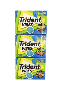 (S1 - 06) Box - Trident Vibes Wallet Pack - SOUR PATCH KIDS Blue Raspberry (14pcs) x 9 Units - SugarMarket.ca