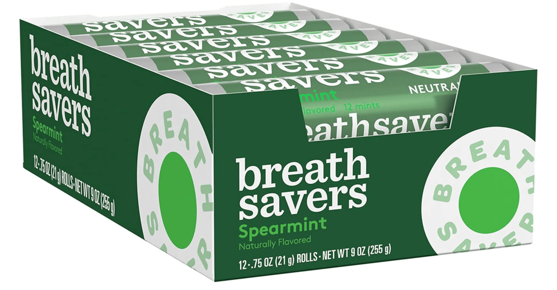(S1 - 06) Box - US - Breath Savers Mints Roll - Spearmint 0.75oz x12 units - SugarMarket.ca