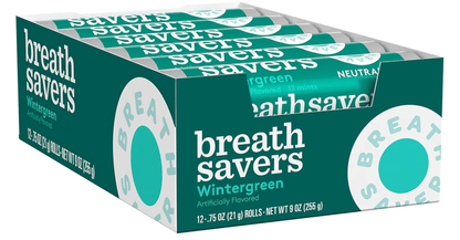 (S1 - 06) Box - US - Breath Savers Mints Roll - Wintergreen 0.75oz x 12 units - SugarMarket.ca