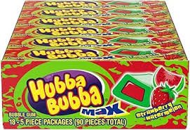 (S1 - 06) Box - US - Gum - Hubba Bubba Max Watermelon Strawberry 18 units - SugarMarket.ca