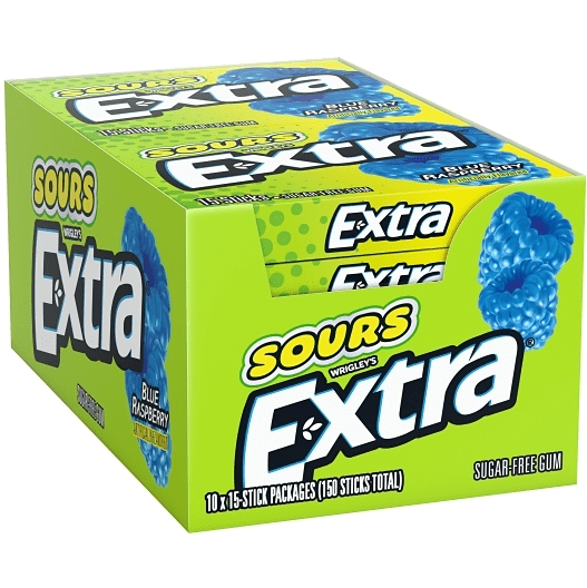 (S1 - 06) Box - US - Gum - Wrigley Extra Sour Blue Raspberry x 10 Units - SugarMarket.ca