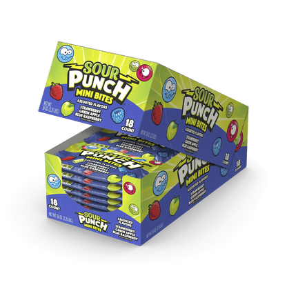 (S1 - 06) Box - US - Sour Punch Assorted Mini Bites 2 oz x 18 unit - SugarMarket.ca