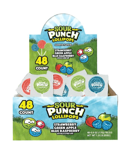 (S1 - 06) Box - US - Sour Punch Lollipops 17g x 48 units - SugarMarket.ca