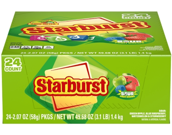 (S1 - 06) Box - US - Starburst - Sour 2.07oz (58g) x 24 Units - SugarMarket.ca