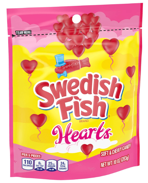 (S1 - 06) Box - Valentine - Swedish Fish Hearts SUB 10oz (283g) x 6 Bags - SugarMarket.ca