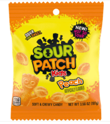 (S1 - 06) Turkey - Sour Patch Kids - Peach Peg Bag 3.56oz (101g) x 1 Unit - SugarMarket.ca