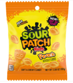 (S1 - 06) Turkey - Sour Patch Kids - Peach Peg Bag 3.56oz (101g) x 1 Unit - SugarMarket.ca