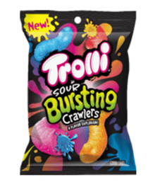 (S1 - 06) Us - Trolli Peg Bag - Sour Bursting Crawlers 4.25oz(120g) x 1 Unit - SugarMarket.ca
