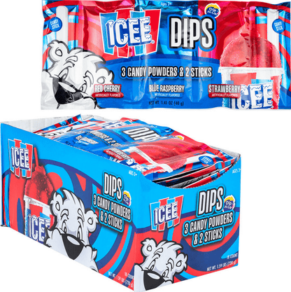 (S1 - 07) Box - CHINA - KoKo Icee Dips 3PK Candy Powders and Stick 1.41oz x 18 units - SugarMarket.ca