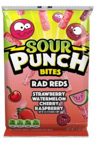 (S1 - 08) US - Peg Bag - Sour Punch Rad Reds Bites - 5oz (142g) x 1 Unit - SugarMarket.ca