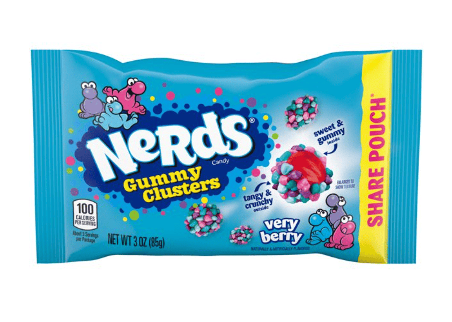 (S1 - 08) Us - Wonka Nerds Gummy Clusters - Very Berry - SHARE POUCH 3 oz (85g) x 1 unit - SugarMarket.ca