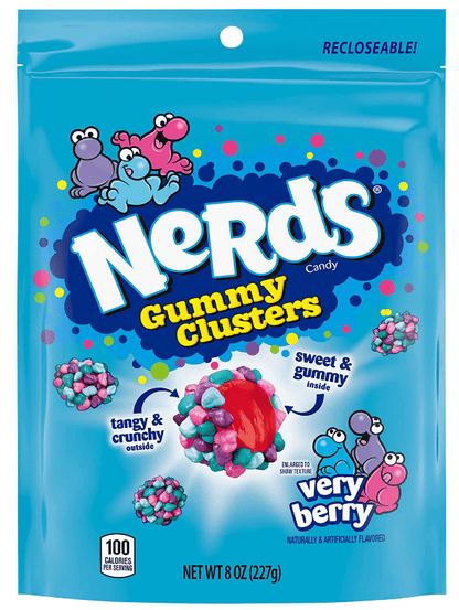 (S1 - 08) Us - Wonka Nerds Gummy clusters - Very Berry SUB Bag 8oz (227g) x 1 unit - SugarMarket.ca