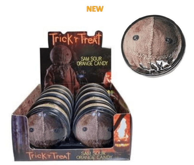 (S1 - 09) China - Halloween - BOSTON AMERICAN TRICK R TREAT SAM SOUR CANDY TIN x 1 unit - SugarMarket.ca