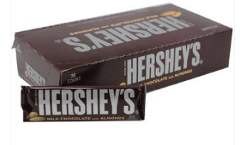 (S2 - 01) Box - HERSHEY Milk Almonds Chocolate Standard Bar - 1.45oz (41g) x 36 Units - SugarMarket.ca