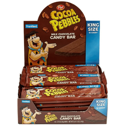 (S2 - 01) Box - Us - Frankford COCOA Pebbles Candy Bar - King Size 2.75oz x 18 units - SugarMarket.ca