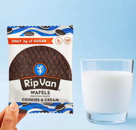 (S2 - 03) Box - Canada - Rip Van - Low Sugar - Cookies and Cream Wafels 1.16oz (33g) x 12 Units - SugarMarket.ca