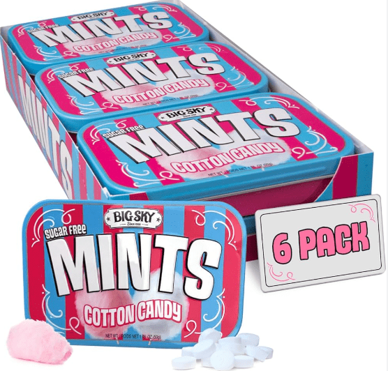 (S2 - 04) Box - Canada - Big Sky - Sugar Free Mints - Cotton Candy (50g) x 6 units - SugarMarket.ca