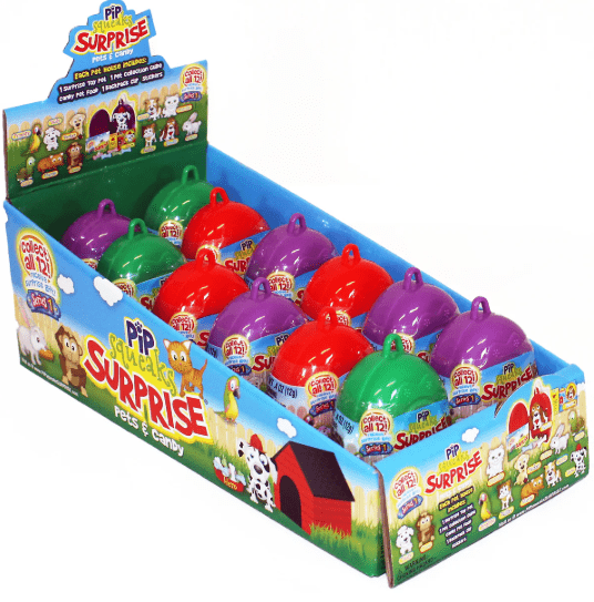 (S2 - 04) Box - China - Pip Squeaks SURPRISE Collectible Pets & Candy Variety Pack 0.4oz (11.33g) x 12 Units - SugarMarket.ca