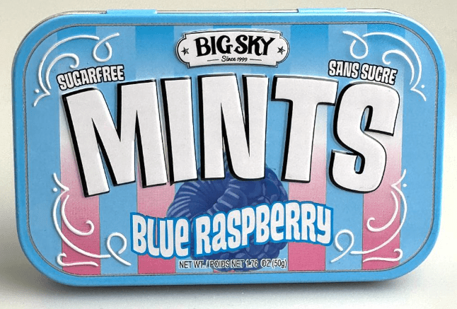 (S2 - 04) Canada - Big Sky - Sugar Free Mints - Blue Raspberry Flavour 50g x 1 unit - SugarMarket.ca