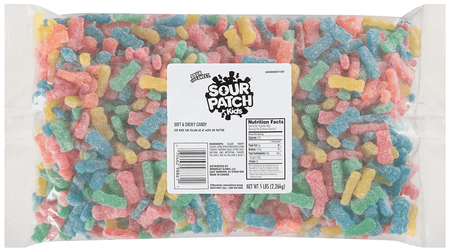 (S2 - 05) Box - Bulk - Sour Patch - Kids Assorted 5LB (2.27KG) x 1 Bag - SugarMarket.ca