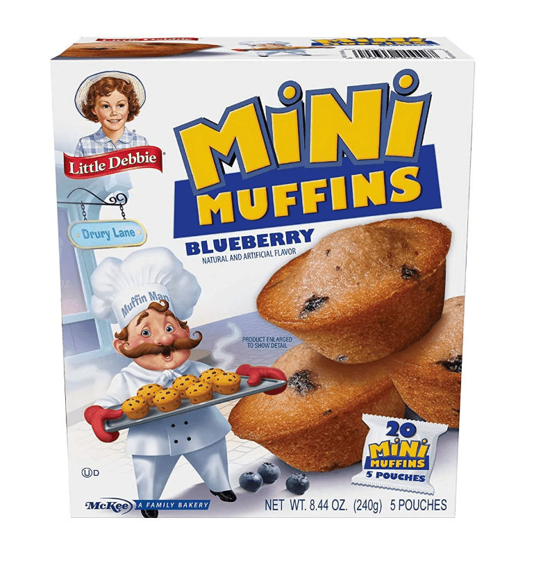 (S2 - 07) Box - Little Debbie - Mini Muffins - Blueberry (20 Muffins) 8.44oz (240g) x 1 Box (Best Before - March 30 ,2026) - SugarMarket.ca