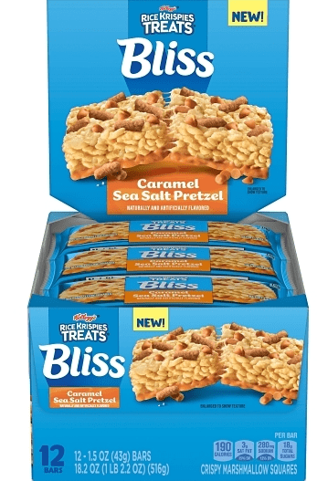 (S2 - 07) Box - US - Kelloggs Rice Krispies Bliss - Caramel Sea Salt Pretzel 1.5oz (43g) x 12 Units - SugarMarket.ca