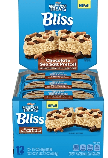 (S2 - 07) Box - US - Kelloggs Rice Krispies Bliss - Chocolate Sea Salt Pretzel 1.5oz (43g) x 12 Units - SugarMarket.ca