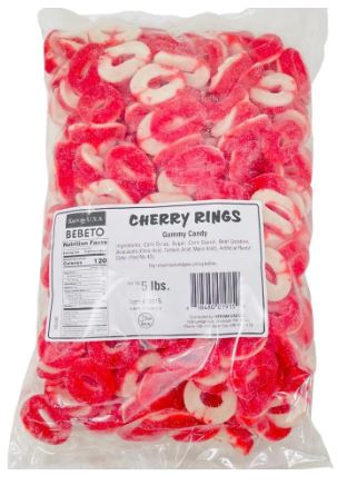 (S3 - 01) Turkey - Bulk - Kervan Gummy Cherry Rings 5lb(2.27kg) x 1 Bag - SugarMarket.ca