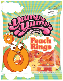 (S3 - 01) Turkey - Kervan Yumy Yumy - Peach Rings - Peg 4.5oz (128g) x 1 units - SugarMarket.ca