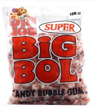 (S3 - 02) Bulk - Alberts Super Big Bol Candy Bubble Gum (120pcs) - 37oz (1kg) - SugarMarket.ca